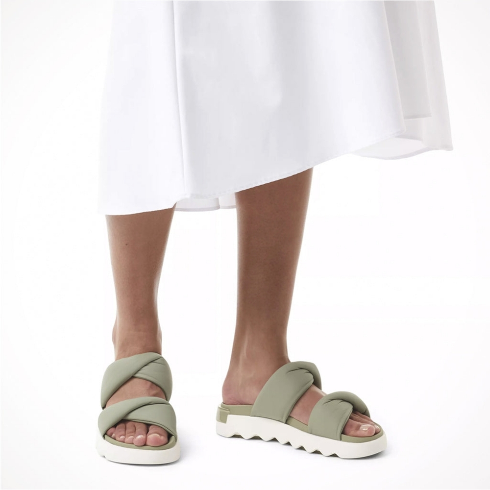 Sorel Viibe Twist Slide Sandal Sage Green Size 8